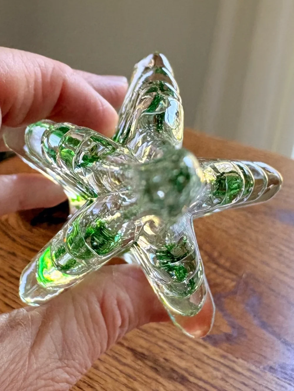 Vintage Glass Decorative Christmas Tree - Clear with Green Accents